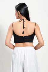 Black Net Halter Neck Sleeveless Blouse