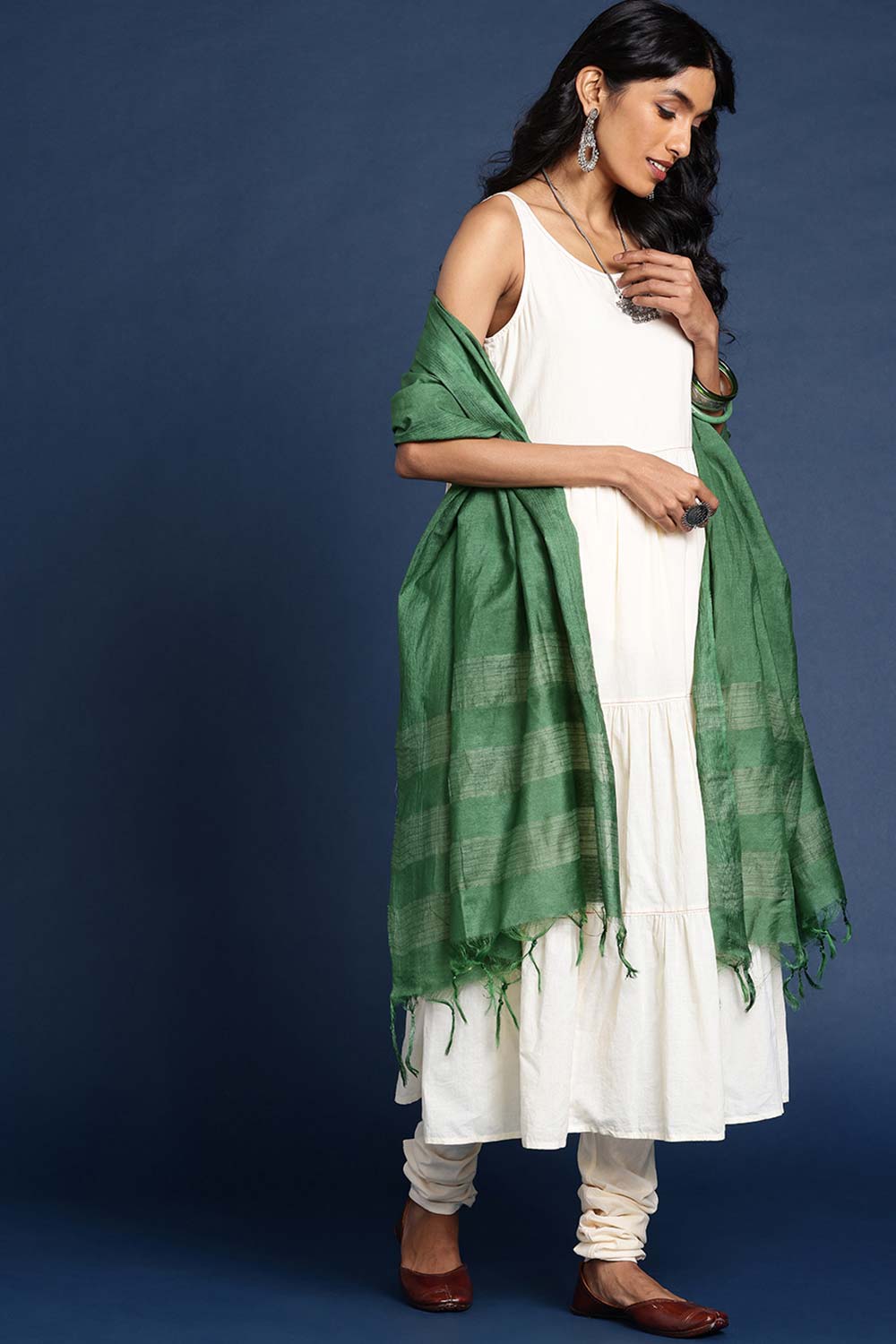 Green Silk Blend Dupatta