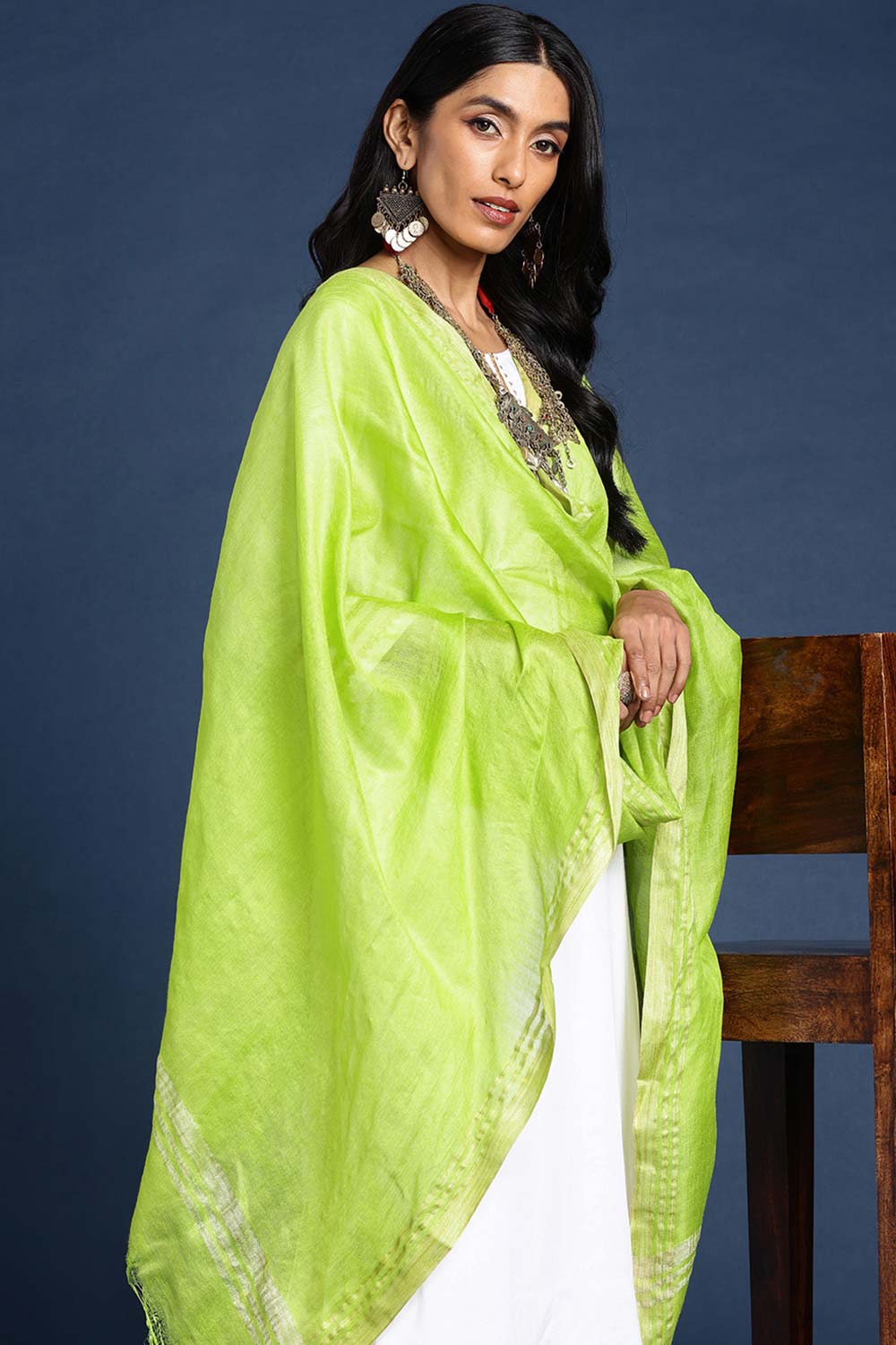 Green Silk Blend Dupatta