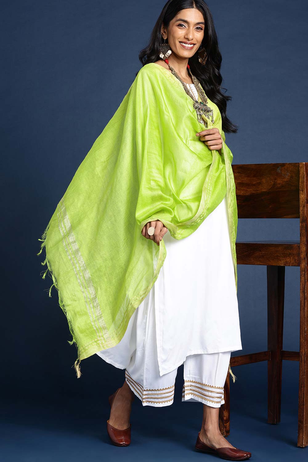 Green Silk Blend Dupatta