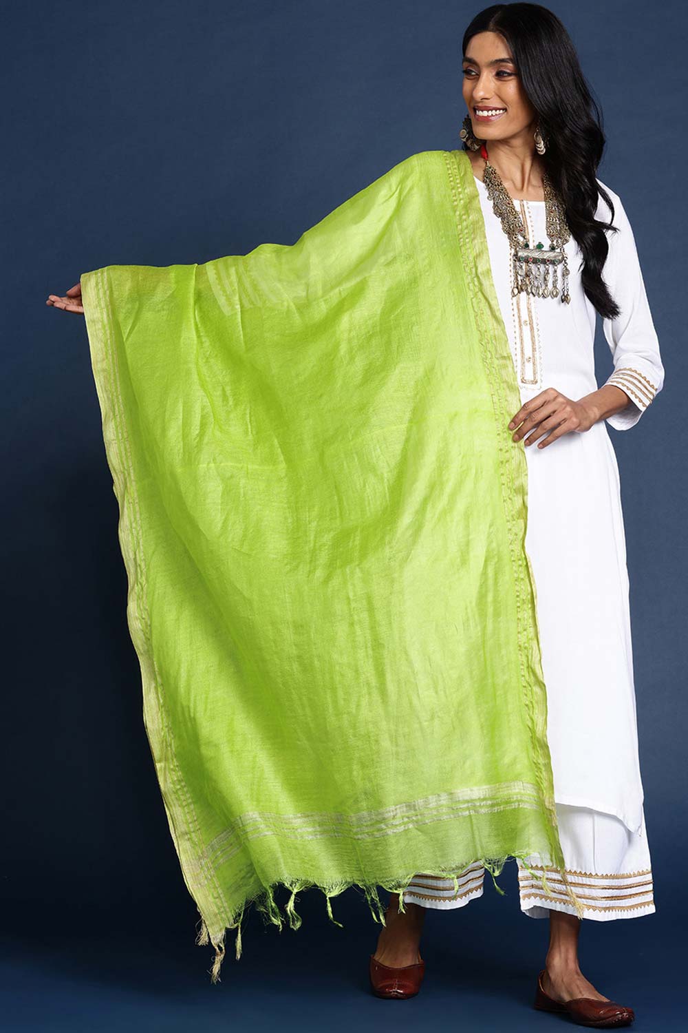 Green Silk Blend Dupatta