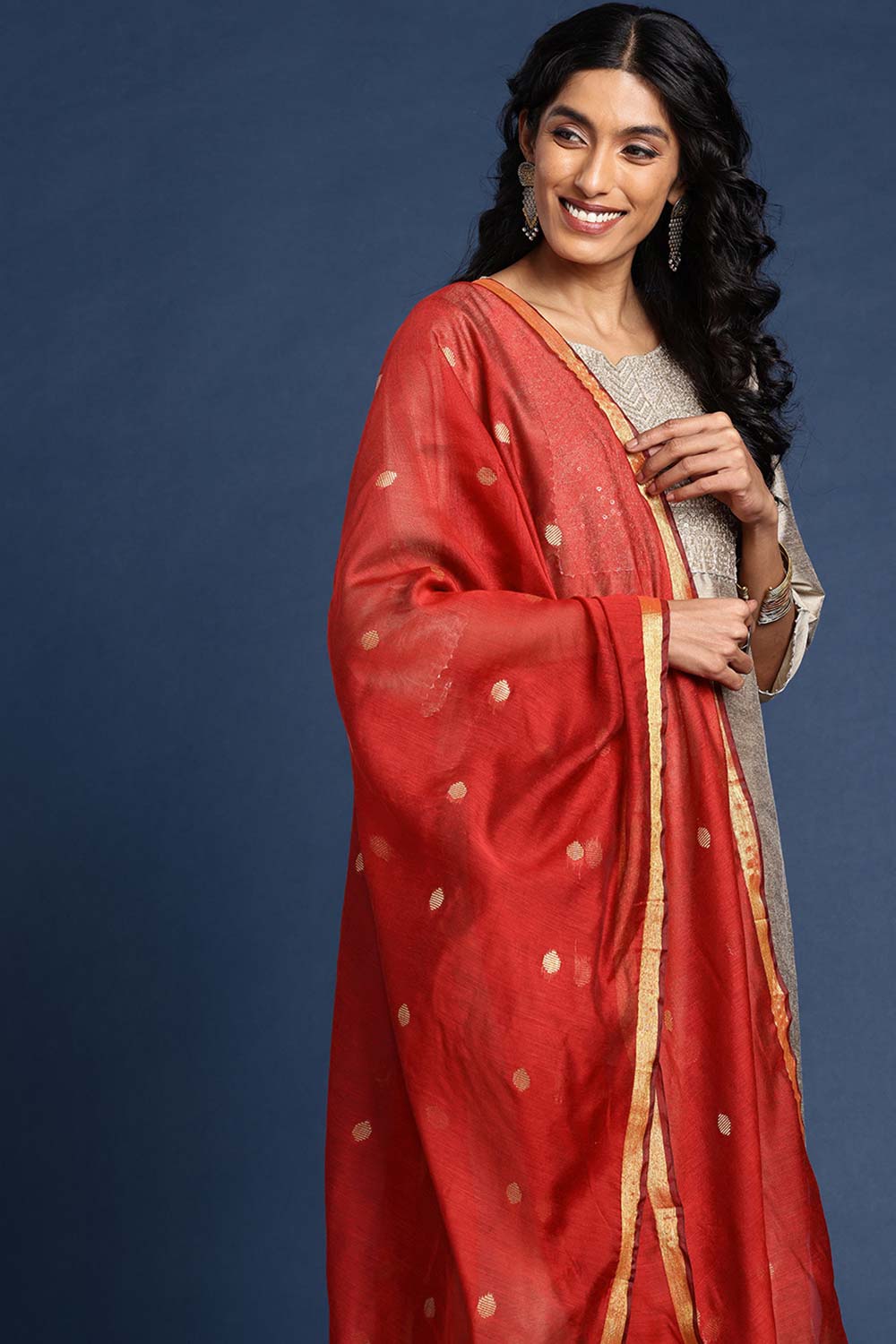 Red Silk Blend Dupatta