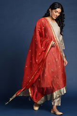 Red Silk Blend Dupatta