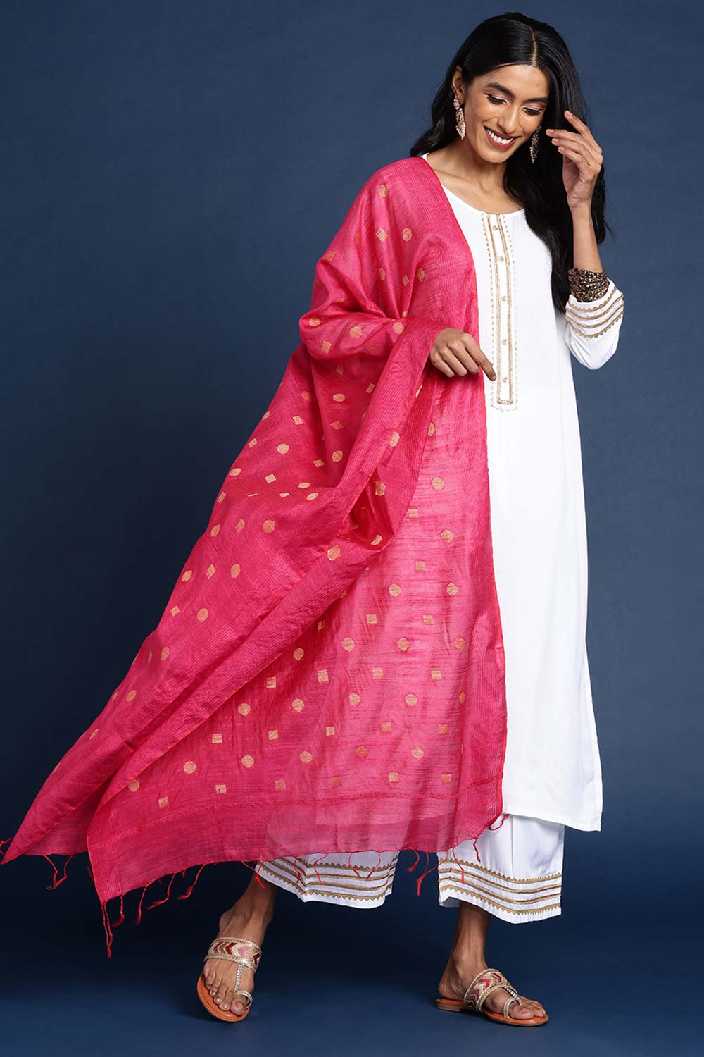 Pink Silk Blend Dupatta