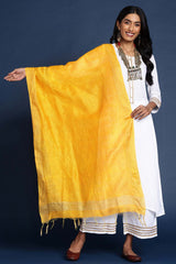 Yellow Silk Blend Dupatta