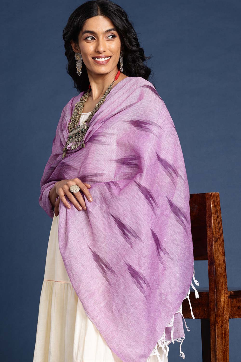 Purple Silk Blend Dupatta