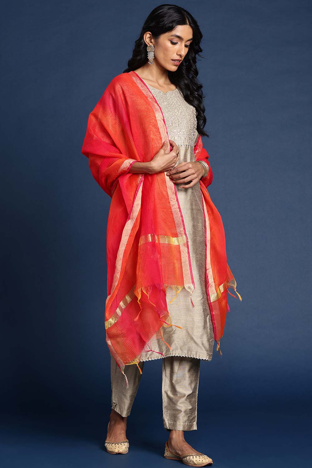 Red Silk Blend Dupatta