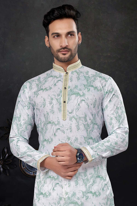 Men's Sky Blue Silk Embroidered Kurta Pajama