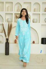 Zainab chikankari set in Blue