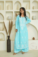 Zainab chikankari set in Blue