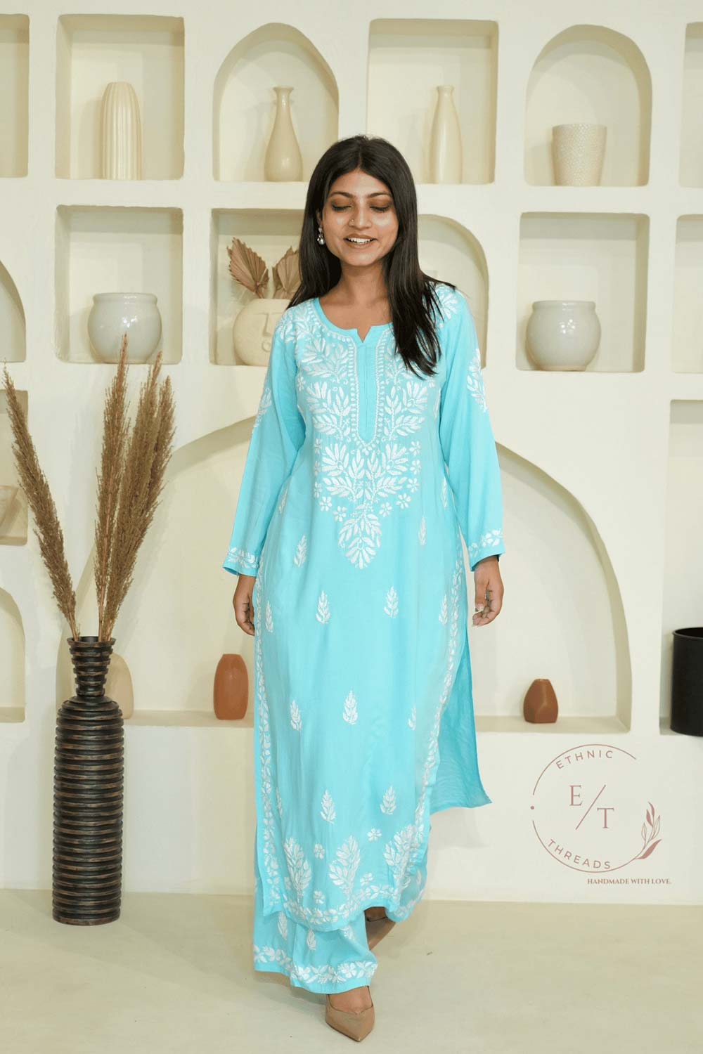 Zainab chikankari set in Blue