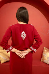 Zainab chikankari set in Maroon