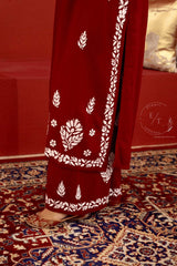 Zainab chikankari set in Maroon