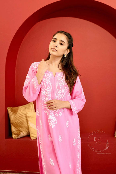 Zainab chikankari set in Pink