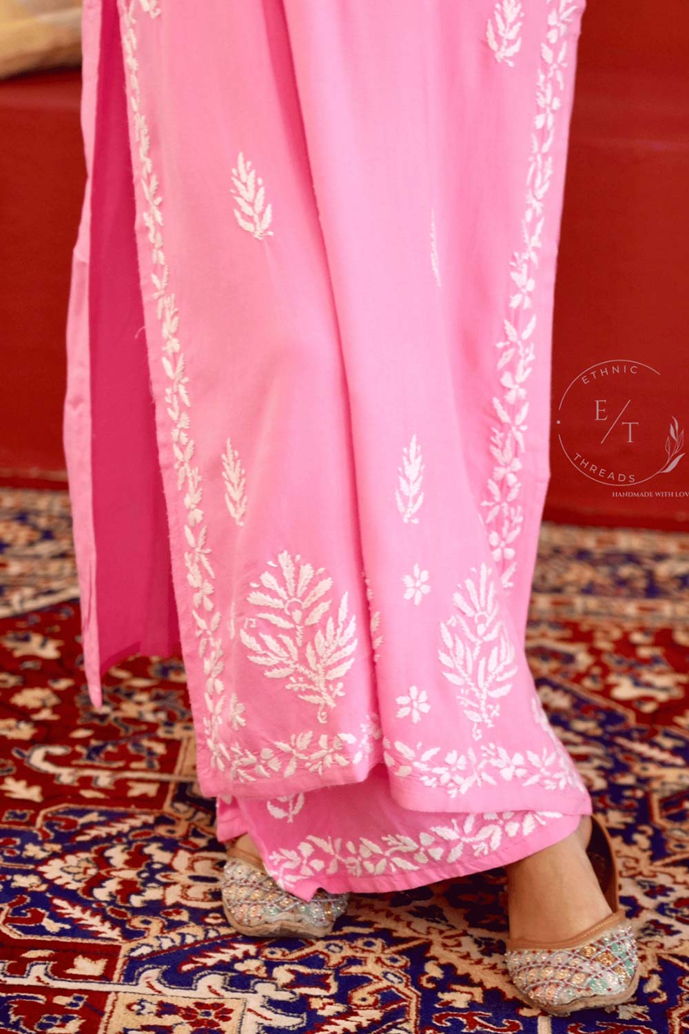 Zainab chikankari set in Pink