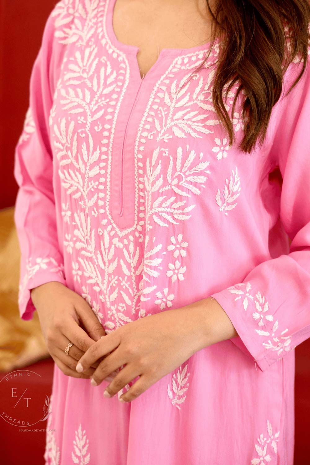 Zainab chikankari set in Pink