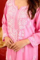 Zainab chikankari set in Pink