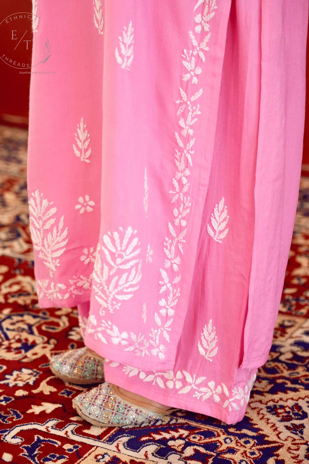 Zainab chikankari set in Pink