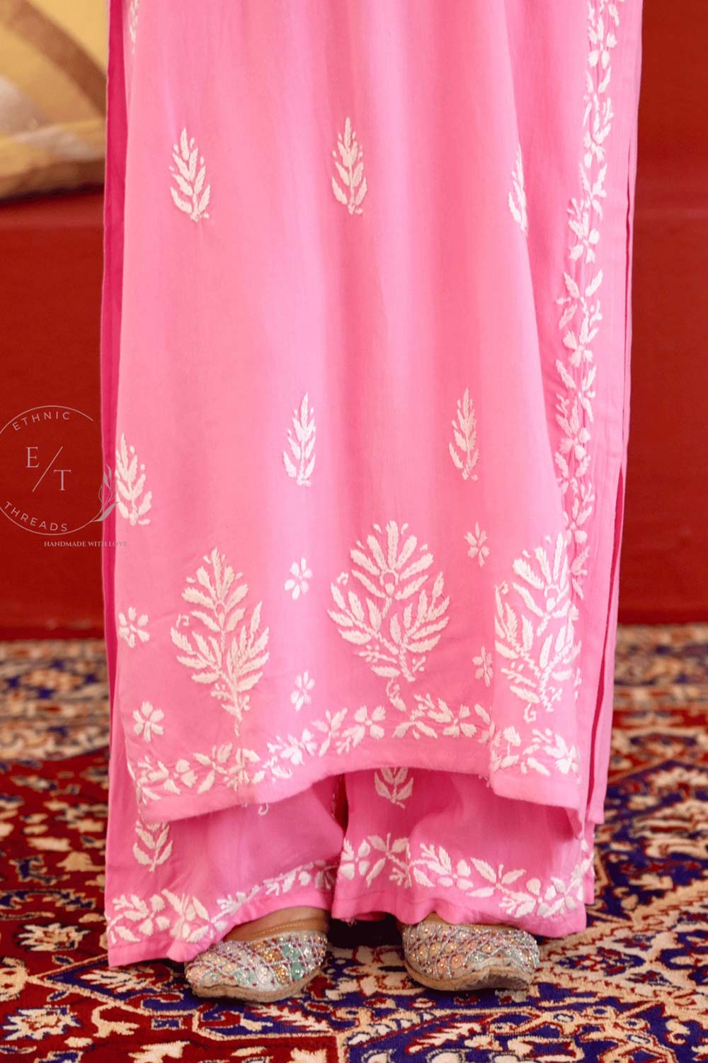 Zainab chikankari set in Pink