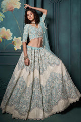 Blue Georgette Embroidered Lehenga