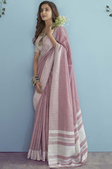 Pink Chikankari Silk Saree