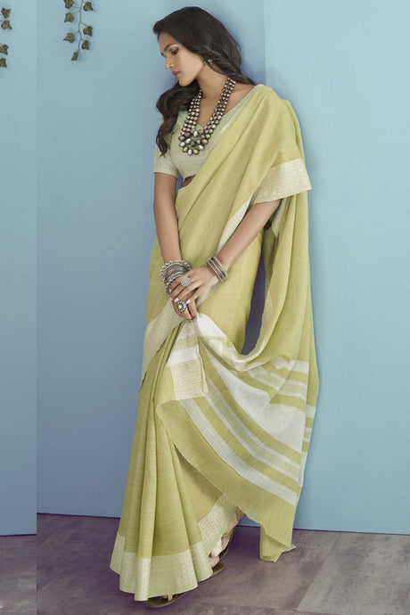 Green Chikankari Silk Saree