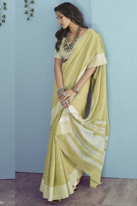 Yellow Chikankari Silk Saree