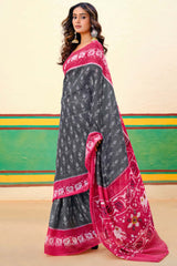 Pink Printed Cotton Saree