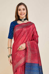 Red Sofi Silk Geometric Saree