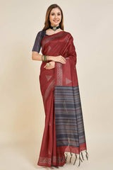 MARRON Sofi Silk Geometric Saree