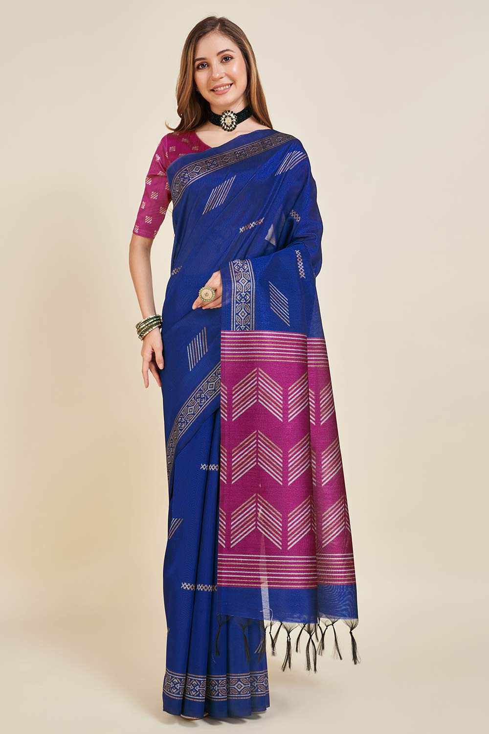 Violet Sofi Silk Geometric Saree