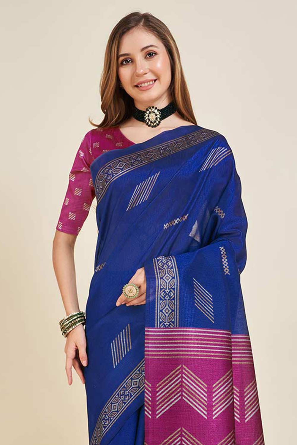 Violet Sofi Silk Geometric Saree