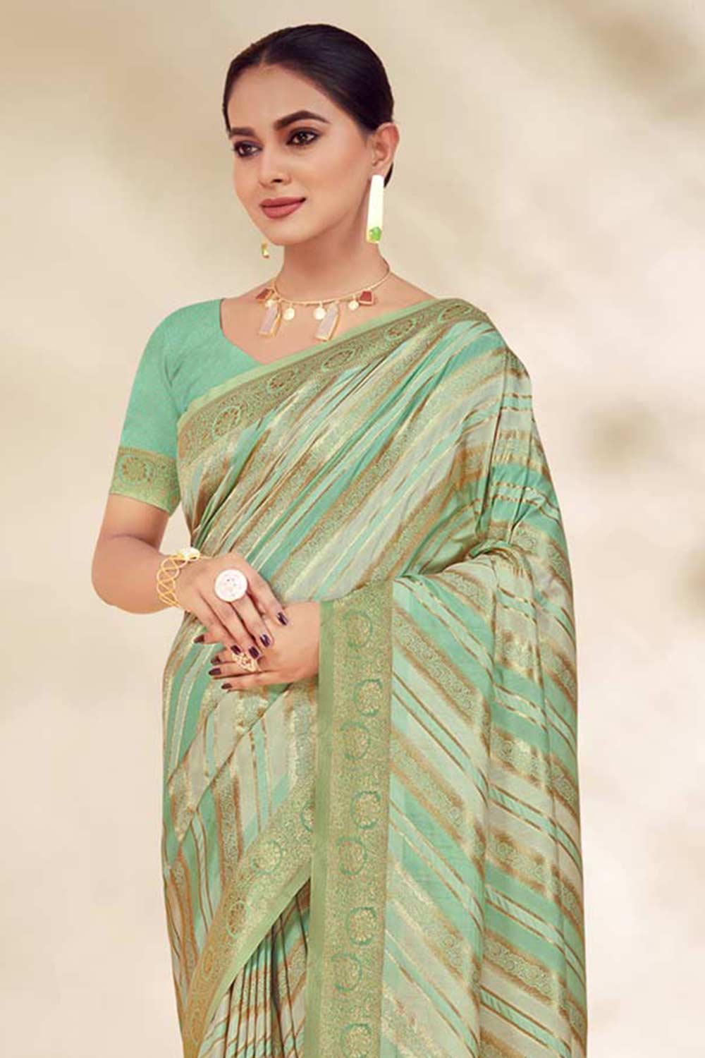 Green Cotton Woven Saree