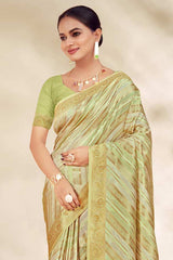 Green Cotton Woven Saree