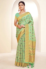 Olive Banarasi Silk Woven Saree