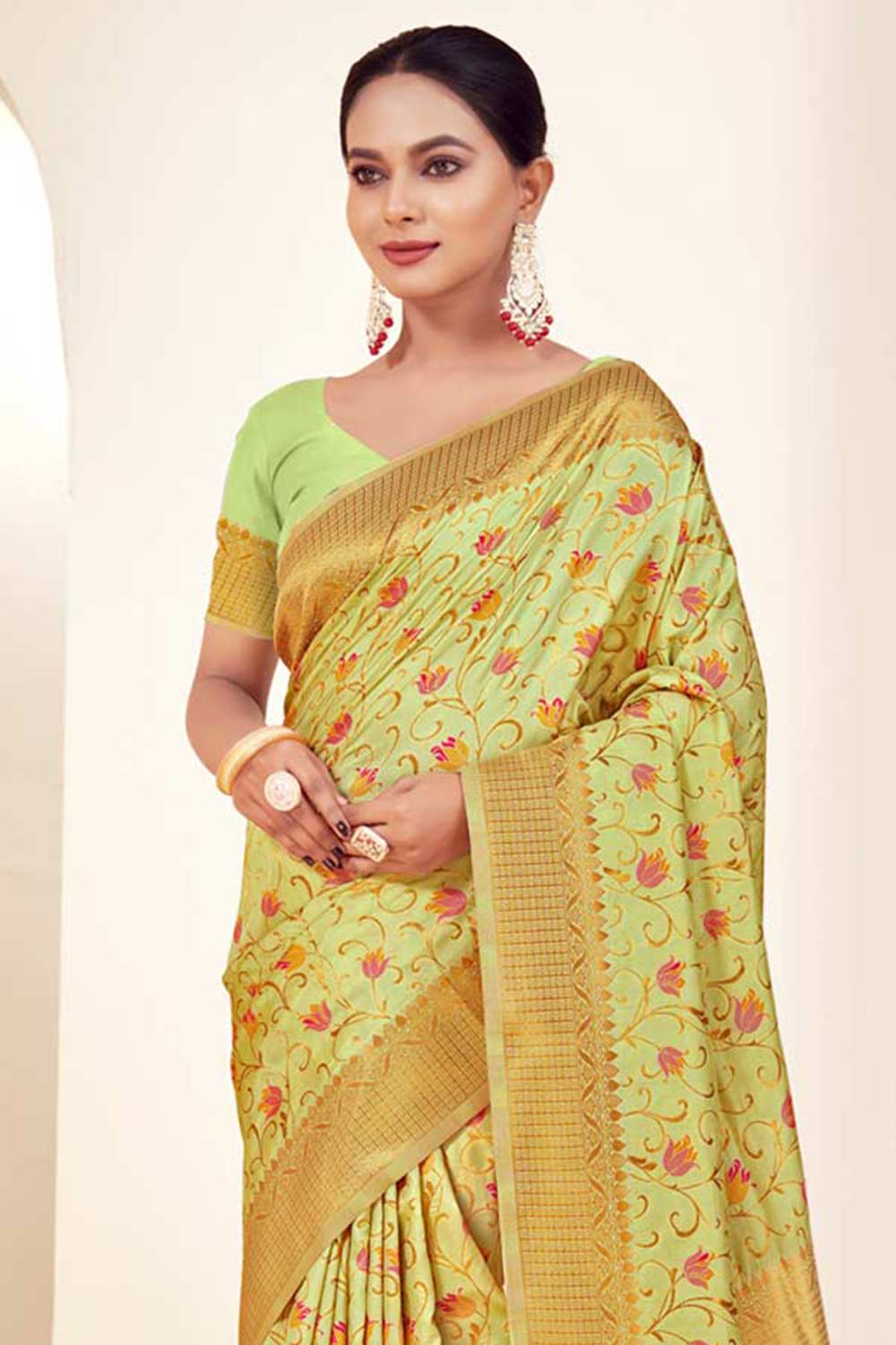 Green Banarasi Silk Woven Saree