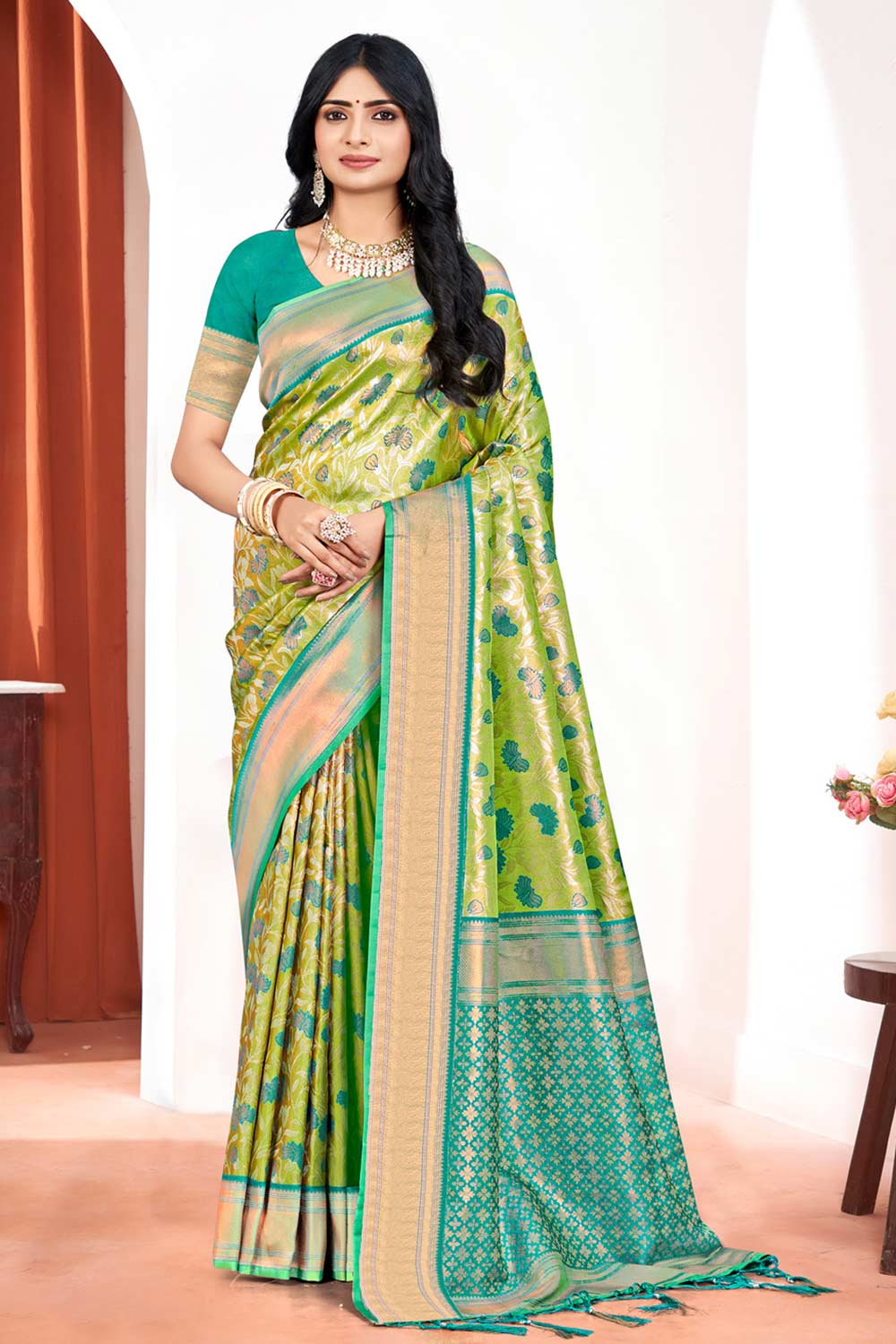 Green Kanjivaram Silk Woven Saree