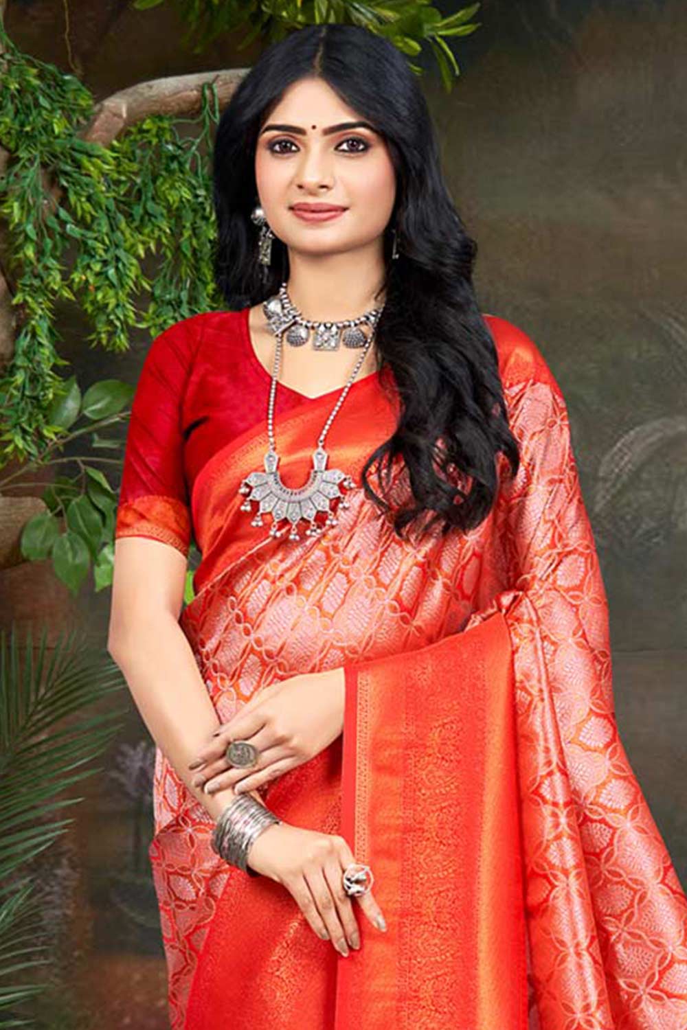 Red Kanjivaram Silk Woven Saree