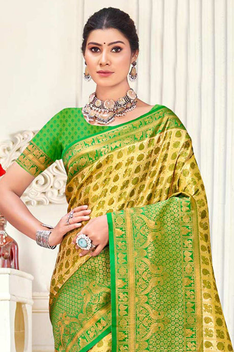 Yellow  Kanjivaram Silk Woven Saree