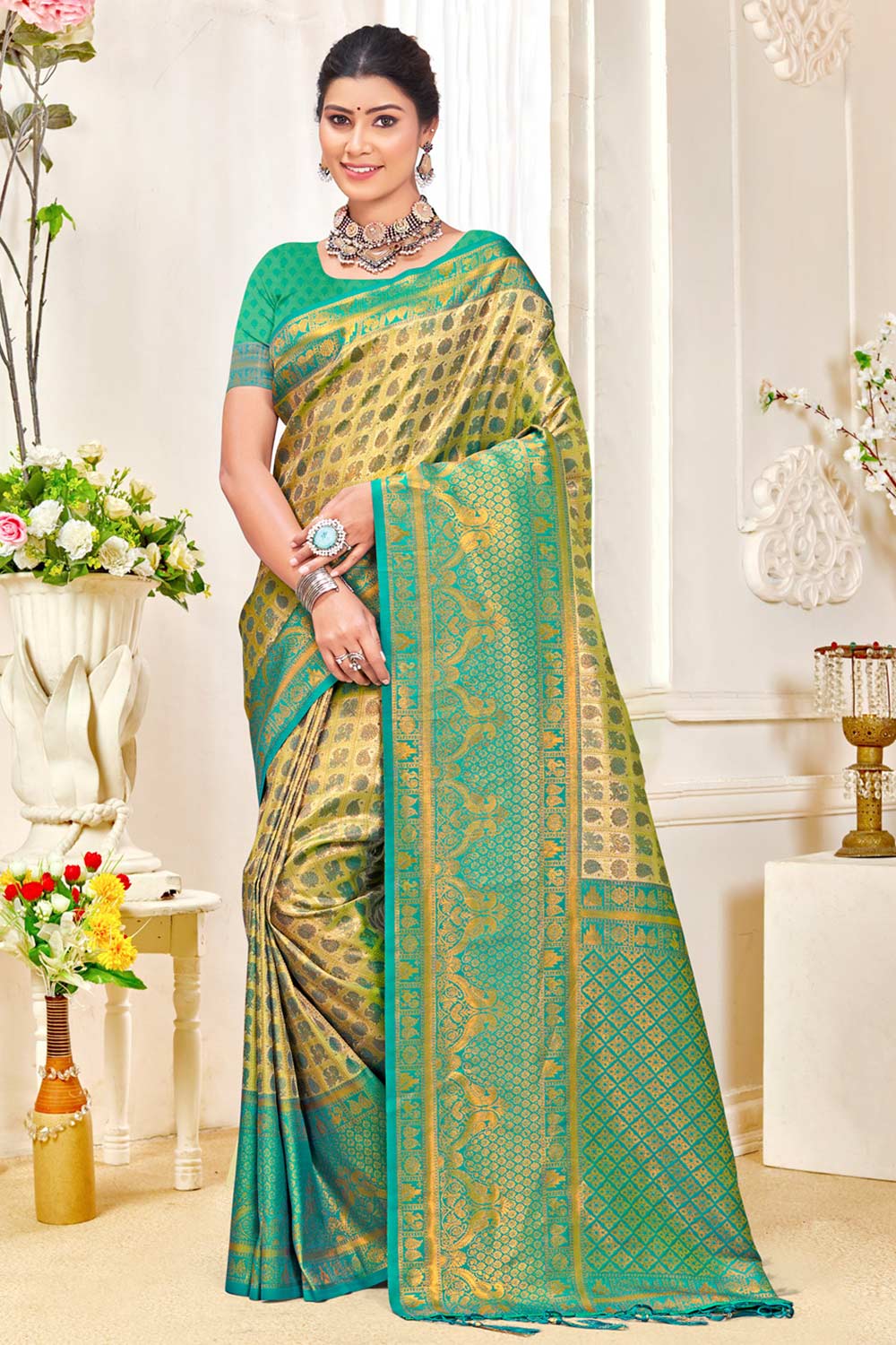 Green Kanjivaram Silk Woven Saree