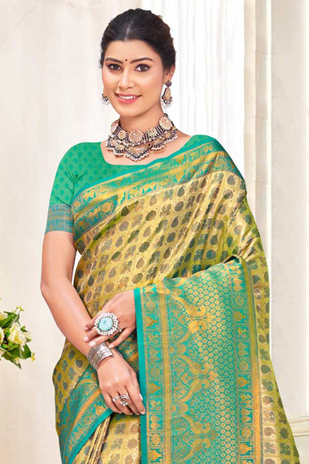 Green Kanjivaram Silk Woven Saree