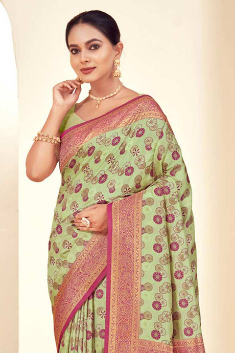 Olive Paithani Silk Woven Saree