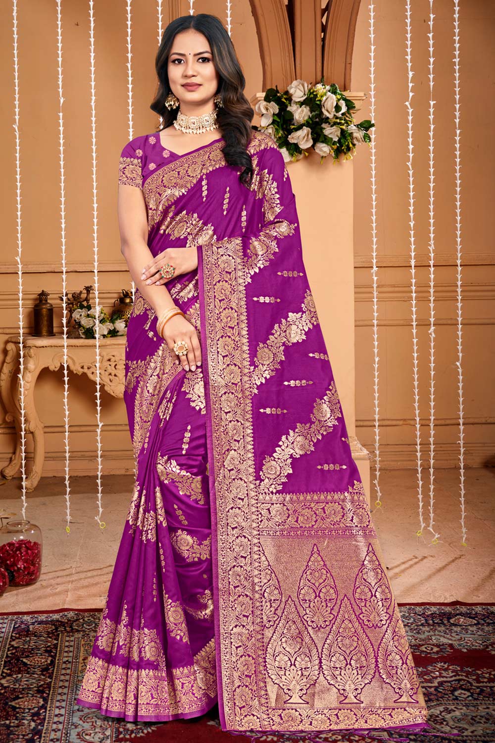 Purple Silk Woven Saree