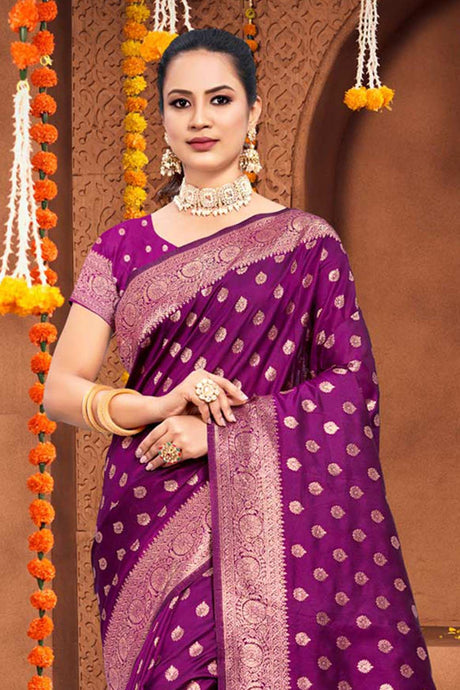 Purple Silk Woven Saree