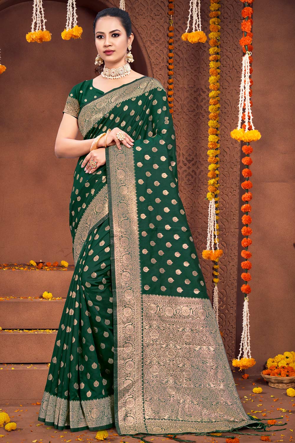 Green Silk Woven Saree