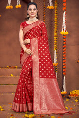 Red Silk Woven Saree