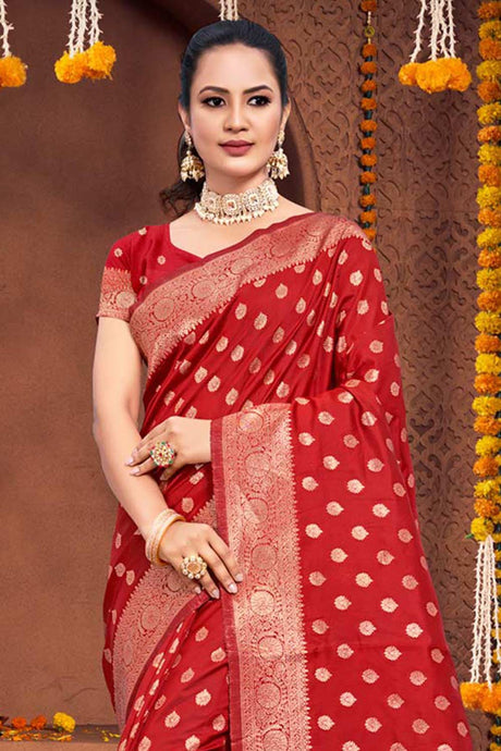 Red Silk Woven Saree