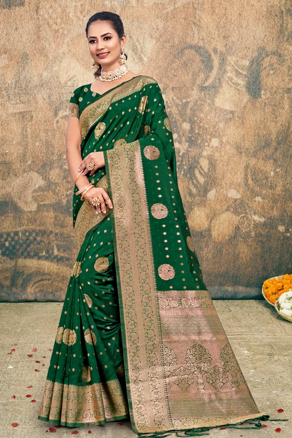 Green Silk Woven Saree