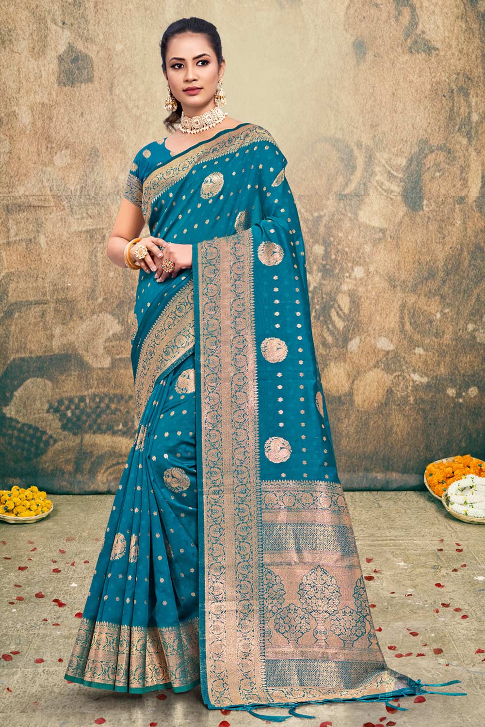 Blue Silk Woven Saree