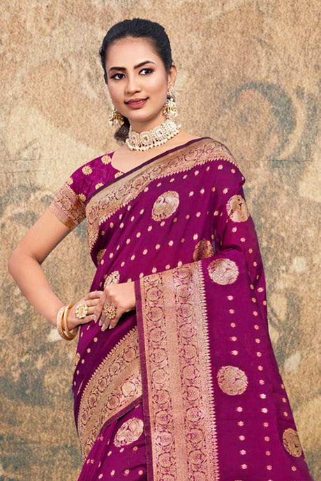 Purple Silk Woven Saree